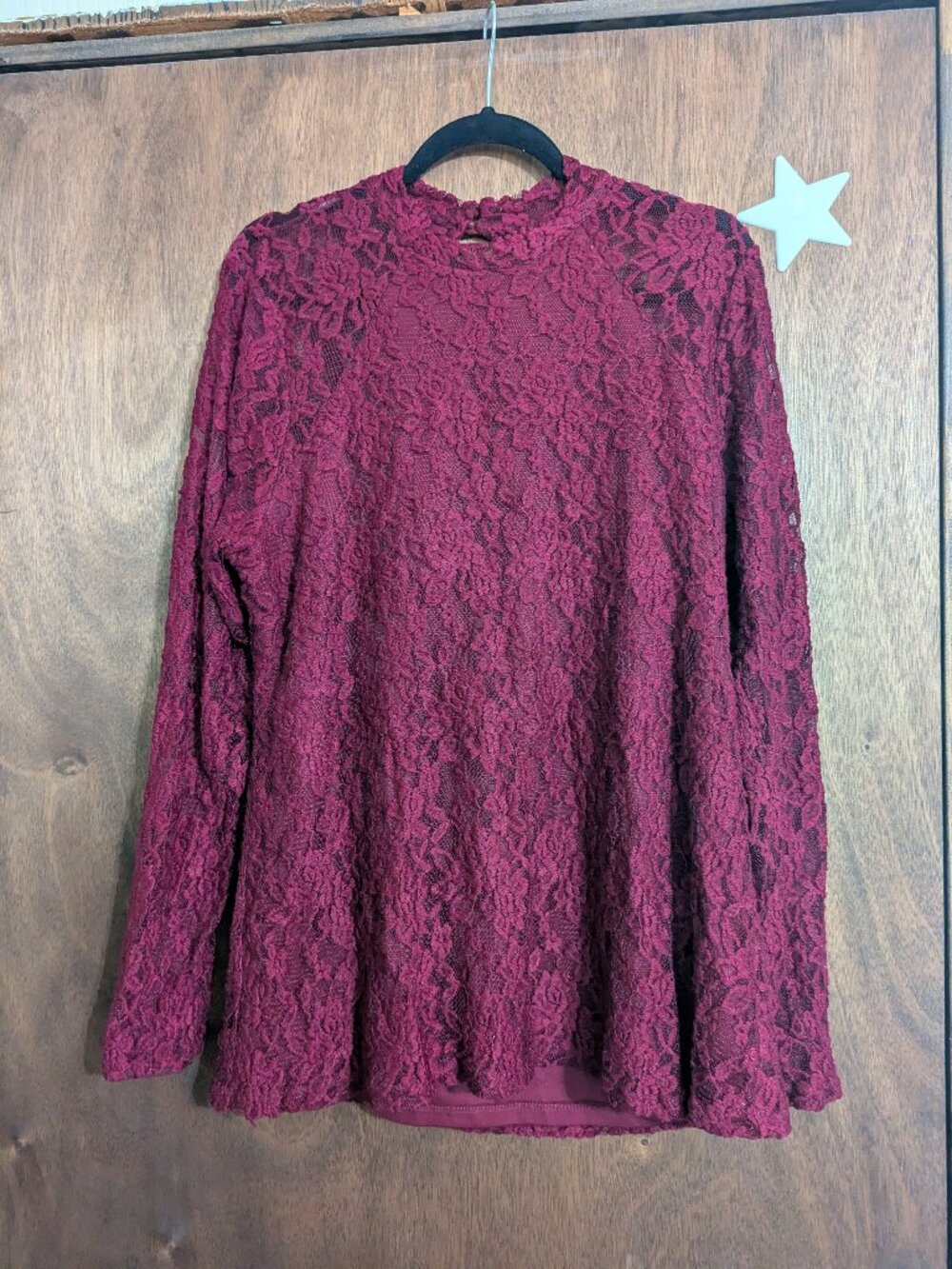 Maurices Lace Long Sleeve Blouse With Open Back